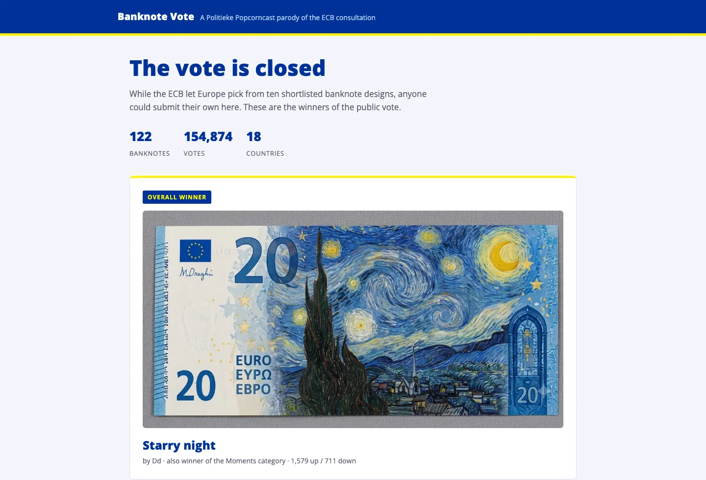 Screenshot van Banknote Vote